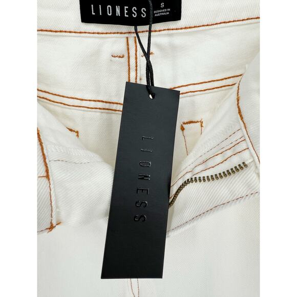 Lioness Top Model Straight Wide Leg Baggy Jeans Cream Off White Size Small US 4 - Picture 5 of 10